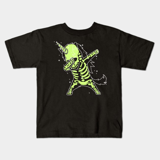 Dabbing Unicorn Skeleton Shirt Dab Hip Hop X-Ray Glow Effect Kids T-Shirt by vo_maria